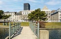 Old Montreal view from Old Port small bridge Royalty Free Stock Photo