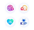 Dating, World brand and For ever icons set. Hold heart sign. Love messenger, Love. Love set. Vector Royalty Free Stock Photo