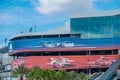 Colorful image of car and motorcycle race at Daytona International Speedway 25