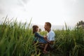 Daughter and father bonding outdoor enjoy