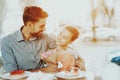 Daughter and Father Happy and Smile in Day 8 March. Cheerful Daughter with Father Smile. Father and Daughter Together spend Time. Royalty Free Stock Photo