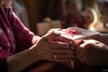 A gift full of love: a daughter celebrates with her elderly mother on Mother\'s Day, Generative AI