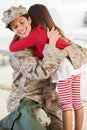 Daughter Greeting Military Mother Home On Leave Royalty Free Stock Photo