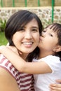 Daughter hug And Kiss Her Mother Royalty Free Stock Photo