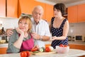 Daughter and husband calming upset aged woman