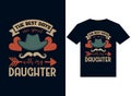 Daughter Love Fathers Day T-shirt typography design vector illustration for print.
