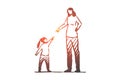 Daughter, mother, angry, scold, conflict concept. Hand drawn isolated vector.