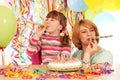 Daughter and mother on birthday party Royalty Free Stock Photo