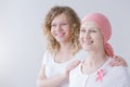 Daughter and mother with breast cancer Royalty Free Stock Photo