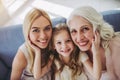 Daughter, mother and grandmother at home