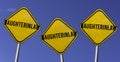 daughterinlaw - three yellow signs with blue sky background Royalty Free Stock Photo