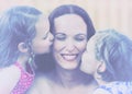 Daughters Kissing their Mother - Retro