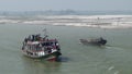 Daulatdia ferry boats enter the port at Padma river bank, Bangladesh.