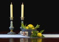 Daulton Lambeth bowl and candlesticks Royalty Free Stock Photo
