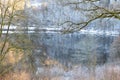 GemÃÂ¼ndener Maar in winter, mystic athmosphere with reflections on the calm water