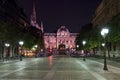 Dauphine Square in Paris illuminated at night