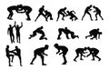 Wrestlers and referee silhouettes, Wrestler fighting