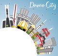 Davao City Philippines Skyline with Gray Buildings, Blue Sky and