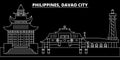 Davao City silhouette skyline. Philippines - Davao City vector city, filipino linear architecture. Davao City travel