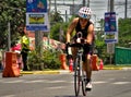 A woman cyclist during the Ironman 2019 sport event hel in Davao, Philippines