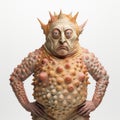 Satirical Sea Creature: A Commissioned Polychrome Terracotta Sculpture Royalty Free Stock Photo