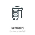 Davenport outline vector icon. Thin line black davenport icon, flat vector simple element illustration from editable furniture and