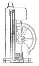 Davey engine. Vertical section of the condenser, vintage engraving