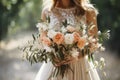 David Austin blooms held by bride, a bouquet embodying romance and wedding charm