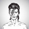 David Bowie Portrait Drawing Vector. October 31, 2017 Royalty Free Stock Photo
