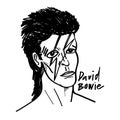 David bowie vector cartoon illustration black and white drawing Royalty Free Stock Photo