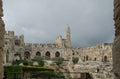 David city in Jerusalem under rainy heaven