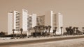 David Dead Sea Resort and Spa. Israel. Ein Bokek. July, 11, 2022. Modern Hotel Architecture. Sepia Style Royalty Free Stock Photo