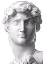 David face of Michelangelo`s. Classical plaster bust sculpture. 3D rendering Royalty Free Stock Photo