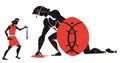David and Goliath vector illustration silhouette Royalty Free Stock Photo