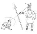 David and Goliath Line Art