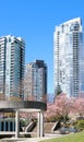 David Lam Park Yaletown beautiful park in vancouver high skyscrapers people walking in spring pacific ocean jetty