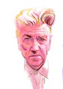 David Lynch watercolor and ink illustration portrait