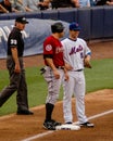 David Wright and Lance Berkman talk at third base.