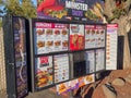 Davis, Ca,USA Screen showing menu at the entrance of a local Jack in the Box restaurant Royalty Free Stock Photo