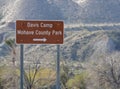 Davis Camp, Mohave County Park Sign. Sonoran Desert, Black Mountain Range, Arizona USA Royalty Free Stock Photo