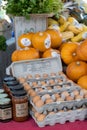 Davis farmers market stand in the fall Royalty Free Stock Photo