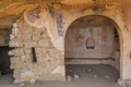 DAVIT GAREJA, GEORGIA - JULY 16, 2017: One of the cave churches of Udabno cave monastery at Davit Gareja monastic complex in Georg Royalty Free Stock Photo