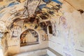 DAVIT GAREJA, GEORGIA - JULY 16, 2017: Paintings at one of the churches at Udabno cave monastery at Davit Gareja monastic complex Royalty Free Stock Photo