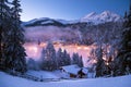 Davos city blue hour night scene.Switzerland Royalty Free Stock Photo