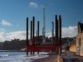 DAWLISH, DEVON, UK - November 12 2020: Wavewalker 1 platform at Dawlish