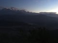 Dawn above Himalayan Mountains - View from Sarangkot, Nepal. Royalty Free Stock Photo