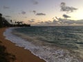 Dawn above Pacific Ocean - View from Kapaa Beach Park on Kauai Island, Hawaii.