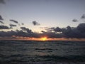 Dawn above Pacific Ocean - View from Kapaa Beach Park on Kauai Island, Hawaii.