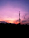 Dawn with antenna tower