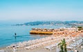 Dawn beach in Juan les Pins beach, Cote d`Azur, France Royalty Free Stock Photo